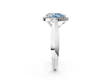 White gold Fancy Blue Pear  Cut Halo Solitaire Engagement Ring with Square Band and Four-Prong Setting_199