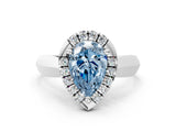 White gold Fancy Blue Pear  Cut Halo Solitaire Engagement Ring with Square Band and Four-Prong Setting_78