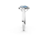 White gold Fancy Blue Pear  Cut Halo Solitaire Engagement Ring with Square Band and Four-Prong Setting_80