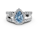 White gold Fancy Blue Pear  Cut Halo Split Shank Diamond Ring with Four-Prong Setting_45