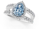 White gold Fancy Blue Pear  Cut Halo Split Shank Diamond Ring with Four-Prong Setting_46