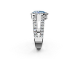 White gold Fancy Blue Pear  Cut Halo Split Shank Diamond Ring with Four-Prong Setting_47
