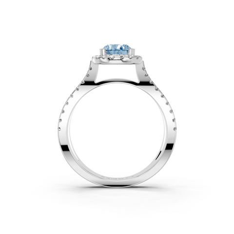 White gold Fancy Blue Pear  Cut Halo Split Shank Pave Set Ring_26