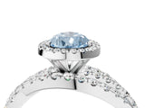 White gold Fancy Blue Pear  Cut Halo Split Shank Prong Setting Ring_29