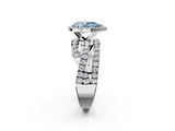 White gold Fancy Blue Pear  Cut Halo Split Shank Prong Setting Ring_63