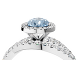 White gold Fancy Blue Pear  Cut Halo Split Shank Prong Setting Ring_64