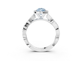 White gold Fancy Blue Pear  Cut Halo Twisted Band Four-Prong Ring_46