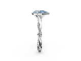 White gold Fancy Blue Pear  Cut Halo Twisted Band Four-Prong Ring_55