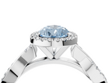 White gold Fancy Blue Pear  Cut Halo Twisted Band Four-Prong Ring_64
