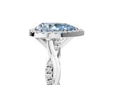 White gold Fancy Blue Pear  Cut Halo Twisted Band Four-Prong Ring_65