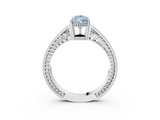 White gold Fancy Blue Pear  Cut Milgrain Channel Set Engagement Ring with Solitaire Prong Setting_64