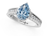 White gold Fancy Blue Pear  Cut Milgrain Channel Set Engagement Ring with Solitaire Prong Setting_66