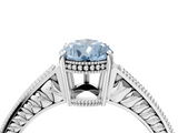 White gold Fancy Blue Pear  Cut Milgrain Channel Set Engagement Ring with Solitaire Prong Setting_69