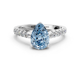 White gold Fancy Blue Pear  Cut Pavé Band Solitaire Ring with Four-Prong Setting_38