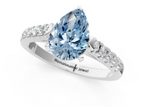 White gold Fancy Blue Pear  Cut Pavé Band Solitaire Ring with Four-Prong Setting_39
