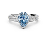 White gold Fancy Blue Pear  Cut Pave Diamond Engagement Ring with Channel Set Band and Four-Prong Setting_20