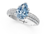 White gold Fancy Blue Pear  Cut Pave Diamond Engagement Ring with Channel Set Band and Four-Prong Setting_21