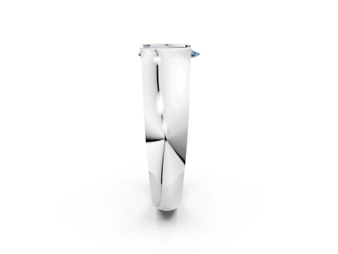 White gold Fancy Blue Pear Cut Solitaire Bezel Set Diamond Ring with Wide Band_14