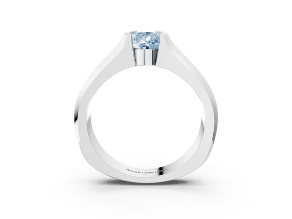 Platinum Pear-Shaped Half Bezel Engagement Ring Setting for Fancy Blue Center - Design RJ-777