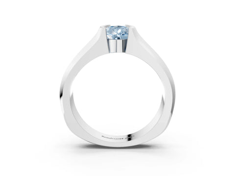 White gold Fancy Blue Pear Cut Solitaire Bezel Set Diamond Ring with Wide Band_15
