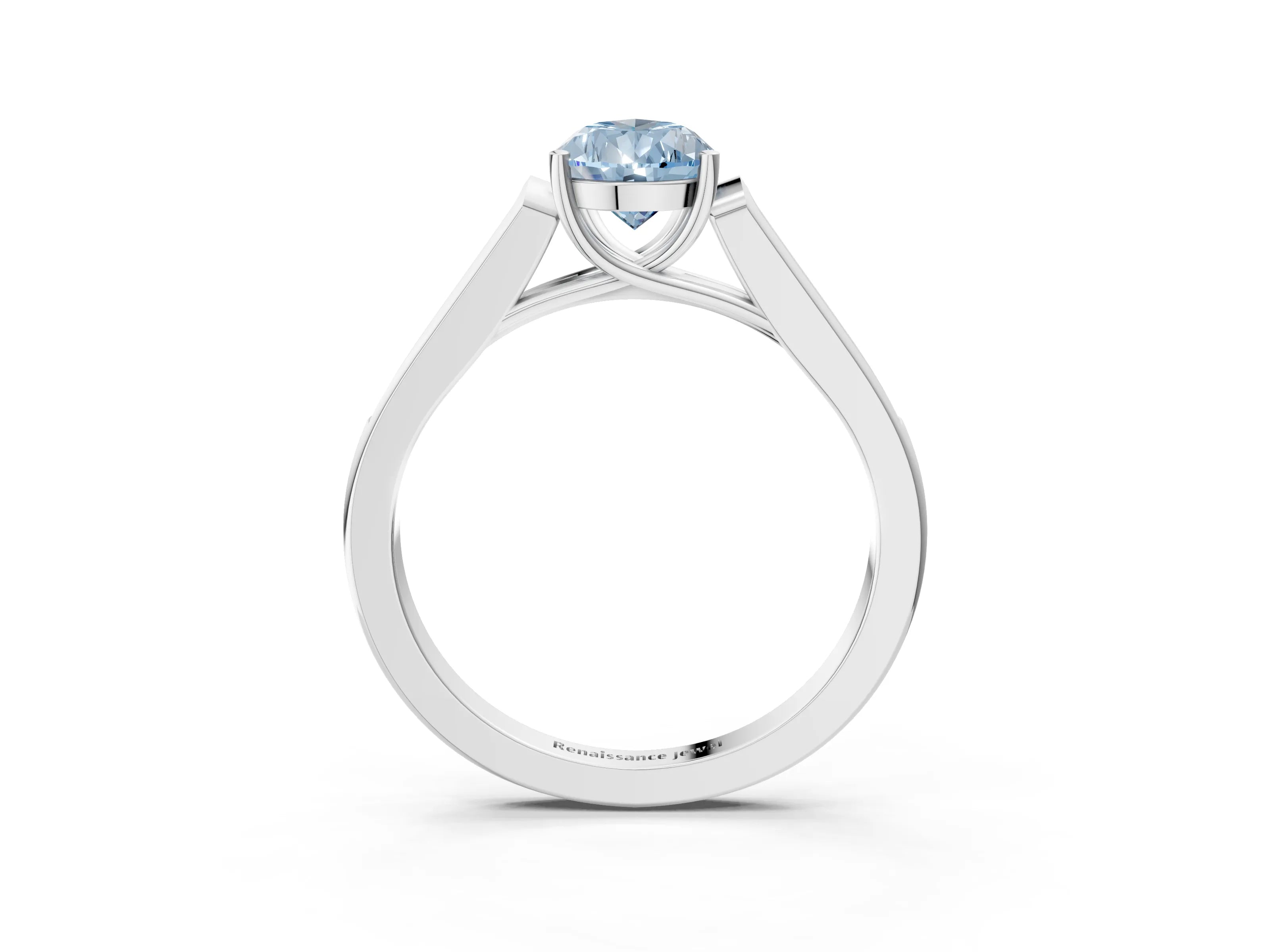 White gold Fancy Blue Pear Cut Solitaire Cathedral Diamond Engagement Ring with Channel-Set Band and Four-Prong Setting_18