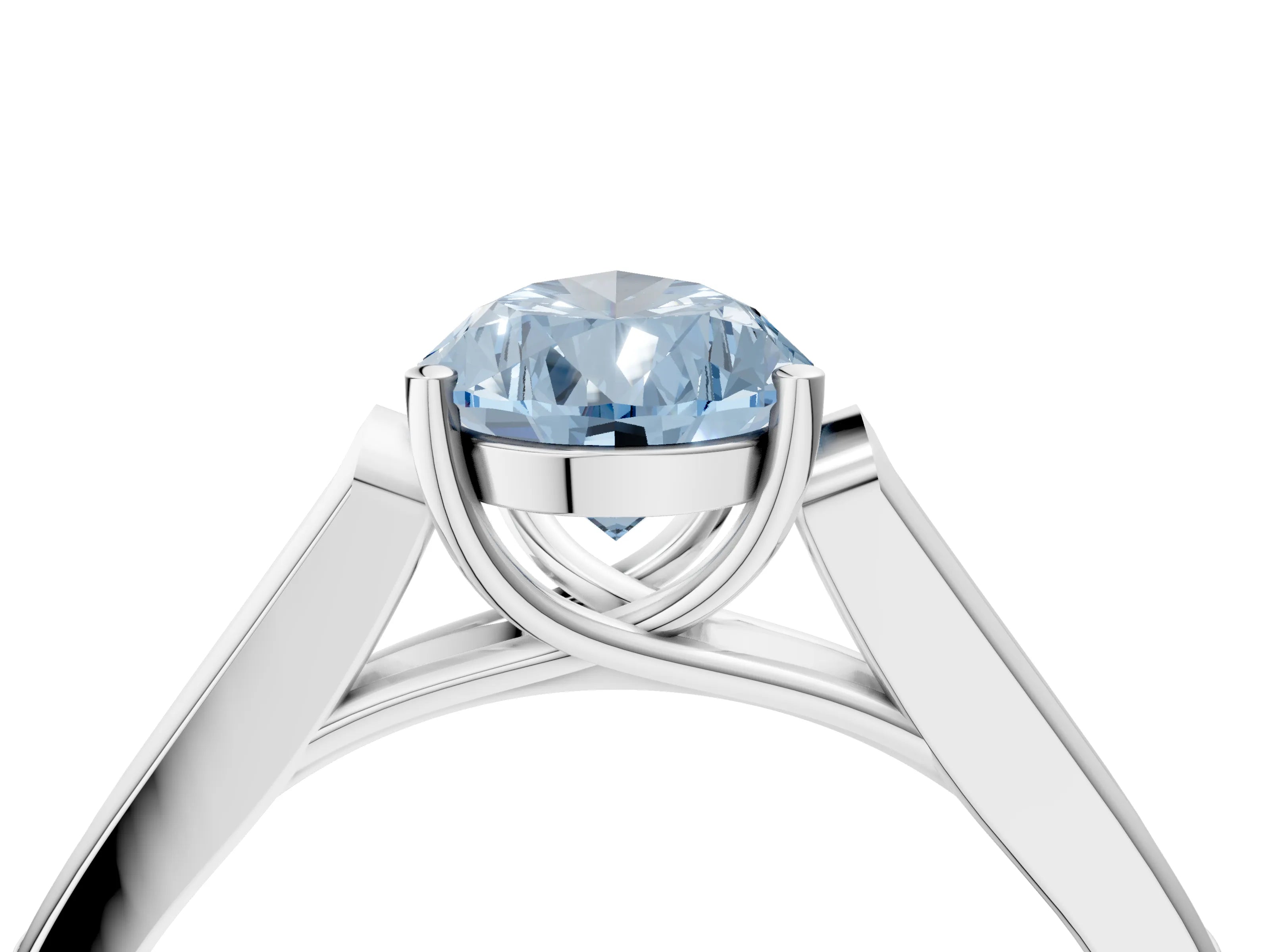 White gold Fancy Blue Pear Cut Solitaire Cathedral Diamond Engagement Ring with Channel-Set Band and Four-Prong Setting_19