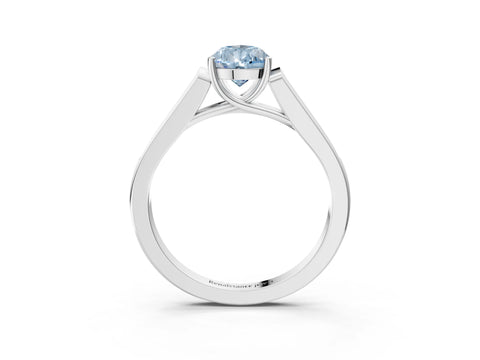 White gold Fancy Blue Pear Cut Solitaire Cathedral Diamond Engagement Ring with Channel-Set Band and Four-Prong Setting_6