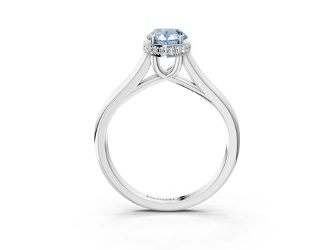 White gold Fancy Blue Pear Cut Solitaire Diamond Engagement Ring with Four-Prong Setting and Tapered Band_15