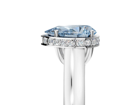 White gold Fancy Blue Pear Cut Solitaire Diamond Engagement Ring with Four-Prong Setting and Tapered Band_17