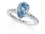 White gold Fancy Blue Pear Cut Solitaire Diamond Engagement Ring with Pavé Band and Six-Prong Setting_13