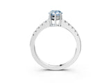 White gold Fancy Blue Pear Cut Solitaire Diamond Engagement Ring with Pavé Band and Six-Prong Setting_15