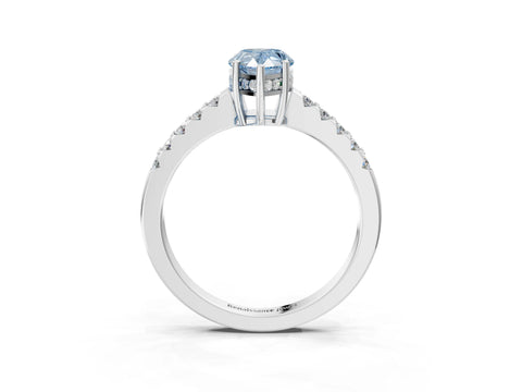 White gold Fancy Blue Pear Cut Solitaire Diamond Engagement Ring with Pavé Band and Six-Prong Setting_15