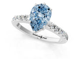 White gold Fancy Blue Pear Cut Solitaire Diamond Engagement Ring with Pavé Band and Six-Prong Setting_25