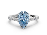White gold Fancy Blue Pear  Cut Solitaire Diamond Engagement Ring with Pave Band and Four-Prong Setting_124