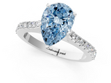 White gold Fancy Blue Pear  Cut Solitaire Diamond Engagement Ring with Pave Band and Four-Prong Setting_125