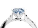 White gold Fancy Blue Pear  Cut Solitaire Diamond Engagement Ring with Pave Band and Four-Prong Setting_128