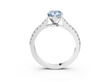 White gold Fancy Blue Pear  Cut Solitaire Diamond Engagement Ring with Pave Band and Four-Prong Setting_131