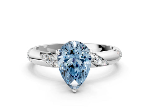 White gold Fancy Blue Pear Cut Solitaire Diamond Engagement Ring with Twisted Pave Band and Four-Prong Setting_19