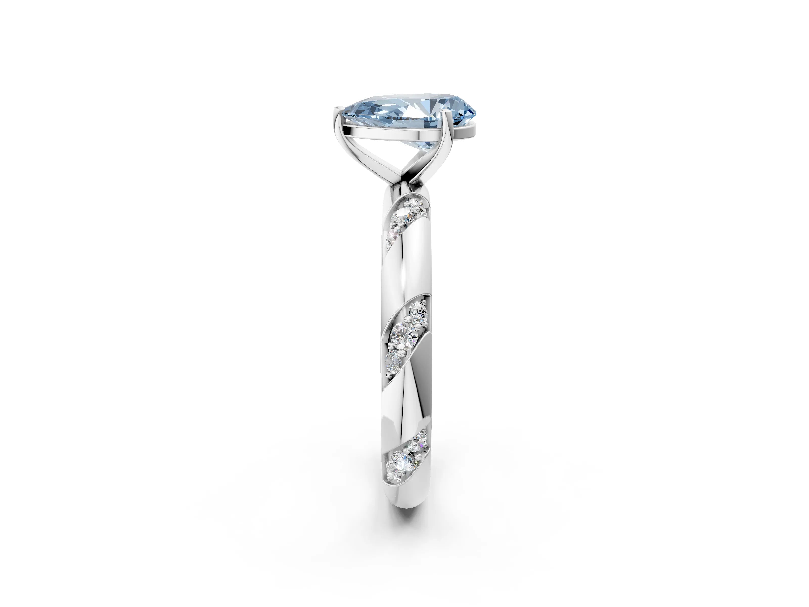 White gold Fancy Blue Pear Cut Solitaire Diamond Engagement Ring with Twisted Pave Band and Four-Prong Setting_21