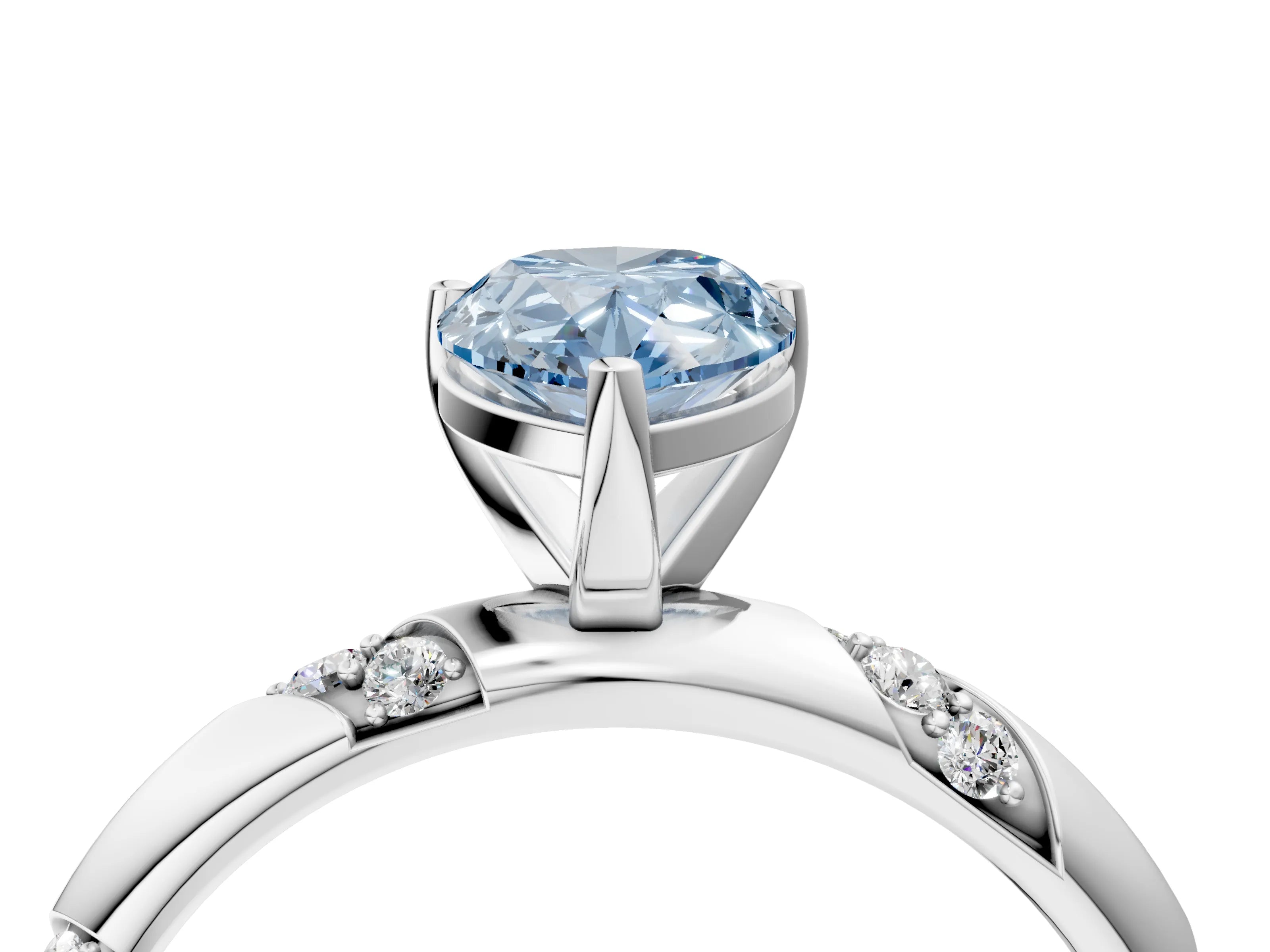 White gold Fancy Blue Pear Cut Solitaire Diamond Engagement Ring with Twisted Pave Band and Four-Prong Setting_23