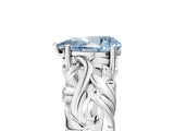 White gold Fancy Blue Pear Cut Solitaire Diamond Leaf-Inspired Vine Band Ring with Prong Setting_46