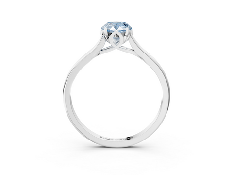 White gold Fancy Blue Pear  Cut Solitaire Diamond Ring with Flower-Prong Setting and Classic Band_72