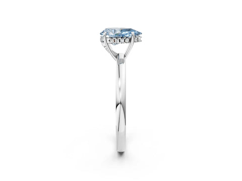 White gold Fancy Blue Pear Cut Solitaire Diamond Ring with Prong Setting and Plain Band_14