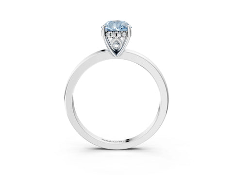 White gold Fancy Blue Pear Cut Solitaire Diamond Ring with Prong Setting and Plain Band_15
