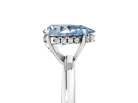 White gold Fancy Blue Pear Cut Solitaire Diamond Ring with Prong Setting and Plain Band_17