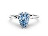 White gold Fancy Blue Pear Cut Solitaire Diamond Ring with Six-Prong Setting and Classic Band_24