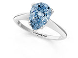 White gold Fancy Blue Pear Cut Solitaire Diamond Ring with Six-Prong Setting and Classic Band_241