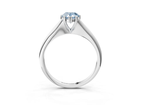 White gold Fancy Blue Pear Cut Solitaire Diamond Ring with Six-Prong Setting and Classic Band_3