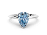 White gold Fancy Blue Pear Cut Solitaire Diamond Ring with Six-Prong Setting and Classic Band_45