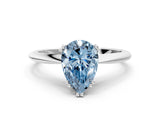 White gold Fancy Blue Pear Cut Solitaire Diamond Ring with Six-Prong Setting and Classic Band_61